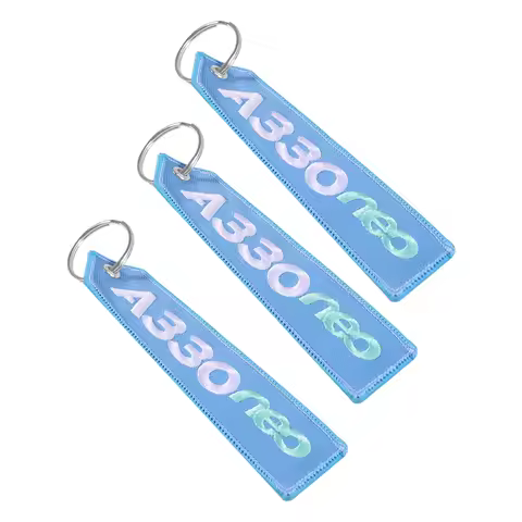 AIRBUS Keychain Double-sided Embroidery A330 NEO Aviation Key Ring Chain for Aviation Gift Strap Lan