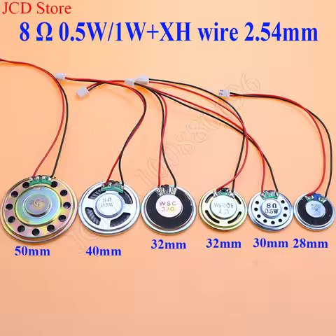 2pcUltra Thin Speaker 8 /32Ohms 2/1/0.5 Watts 2W 8R Diameter 20MM 23MM 28MM 36MM 40MM With MX Wire2.