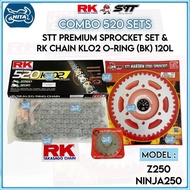 520 RK ORING KLO2 Z250 NINJA250 Kawasaki Sprocket Sets With RK 520 Oring Chain Japan