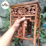 meja ukir bonsai kaki tinggi bahan kayu jati