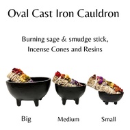SI Oval Cast Iron Cauldron Burner For Incense, resins burning
