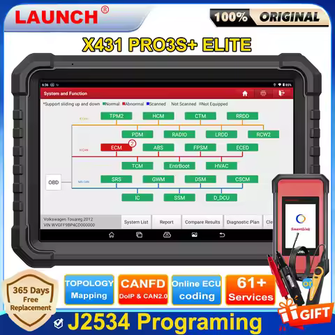 LAUNCH X431 PRO3S+ ELITE Smartlink C V2.0 Car Diagnostic Tools J2534 CAN FD DOIP Online Coding Full 