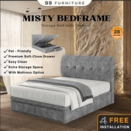[FREE INSTALL] 99Furniture Storage Bed Frame with Drawers /Queen bed frame with storage Single/S.sin