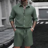 Fall Men Outfits,2025 Men's Clothing For Autumn, Men 2 Pieces Outfits,2pcs Men's Solid Color Texture