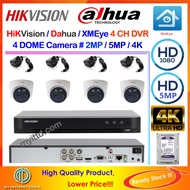 Qi Tech HiK Vision Dahua XMEye CCTV 4-CH HD 2MP 5MP DVR Recorder + 1Tb HDD with Infra Red Dome Camer