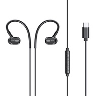 【AWEI】運動耳掛式 降噪HiFi立體聲線控耳機 內置麥克風 Type-C接頭(黑)