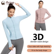 FLYTOP Women's High-Elasticity Slim-Fit Yoga Suit Outdoor Breathable Quick-Dry Zip-Up Stand Collar R