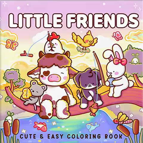LITTLE FRIENDS Cute & Easy Coloring Book for Adult and Teen Fun Scenes Graffiti Painting Book for Fr