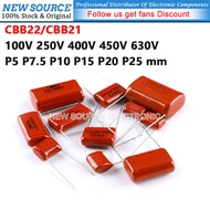 [10pcs] CBB22/CBB21 Capacitor P5 P7.5 P10 P15 P20 P25 mm 100V 250V 400V 450V 630V 105J 104J 224J 225