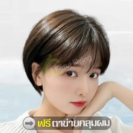 วิกผมสั้น วิกผมหน้าม้า Short gray wig วิกผมคอสเพลย์ ทรงผมแฟชั่น วิกผมปลอม วิกผมสั้นซอย แฮร์พีชผมปลอม