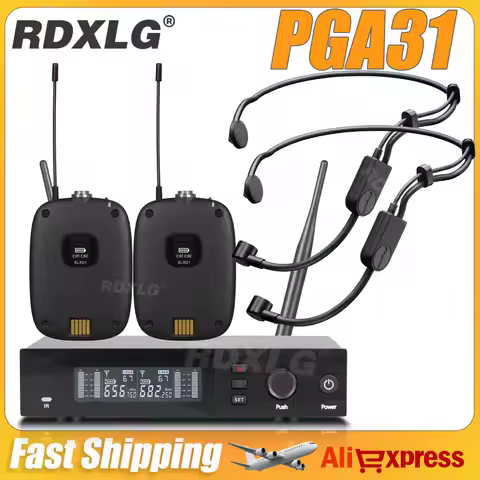 Top Quality！SLXD4/PGA31 Professional Dual Wireless Headset Microphone Stage Hypercardioid Condenser 