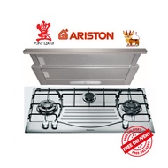 ARISTON PHN 932 T2/IX/A (TG) 90CM 3 BURNER METAL GAS HOB + 90CM TELESCOPIC HOOD AH 90 CLM IX - REPLACEMENT INSTALLATION