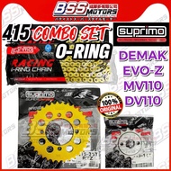 Suprimo Crevon 415 Sprocket Set With Gold Chain For DEMAK EVOZ EVO ZR MV110 DV110 DVS 110 415T Sets 