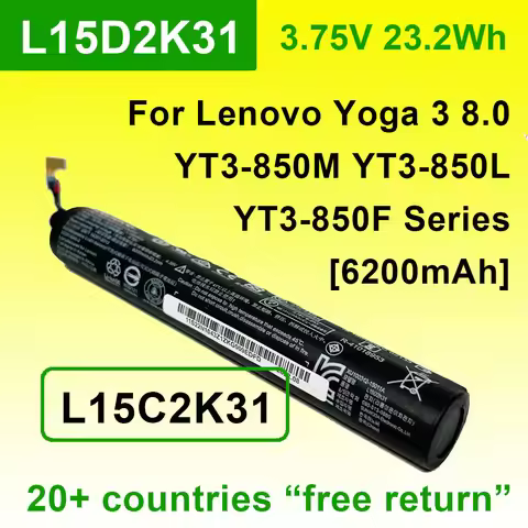 6200mAh Battery for LENOVO YOGA 3 8.0 Tablet-850M Yt3-850F YT3-850 YT3-850L L15C2K31 L15D2K31 High Q