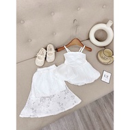 N78 Set áo 2 dây chun ôm tùng xoè kèm chân váy ren đuôi cá cho bé gái