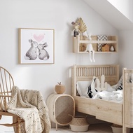 心心相印 - 療癒感可愛兔子插畫/動物掛畫/小孩房擺設/情人節禮