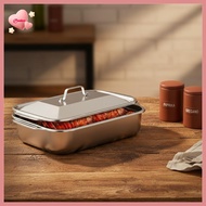 Purelove> Stainless Steel Baking Pan Set 2PCS 16x9 Inch With Lid Deep Tray Dish For Pasta Fish Bakin