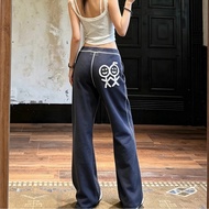 DXY7 Women's Drawstring Low-Waist Patch Embroidery Casual Trousers - Early Autumn New Style