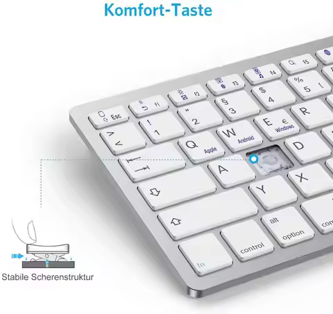 Portable Slim German Bluetooth Keyboard Light Deutsche QWERTZ Layout Wireless Tastatur for iPhone iO