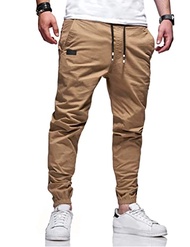 Bilitry Men Joggers Chino Cargo Pants Hiking Outdoor Recreation Pants Twill Fitness Track Jogging Pa