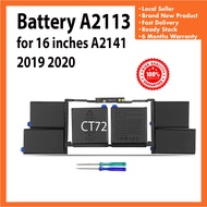 Battery A2113 For 16 inches A2141 2019-2020 Free Screwdriver