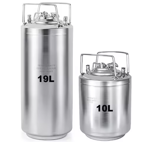 Stainless Steel Ball Lock Keg, 19/10L Corny Keg Beverage Container Home Brew Craft Beer Barrels Gas 