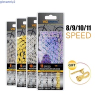 GIOVANNIY Bike Chains Hybrid Cycle High Quality Half Hollow Chain 8/9/10 11 speed Mountain Bike Road