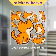 Decal Sticker, Orange Chubby Cat/ cute Orange Cat Association, glass decor, shop stickers, classroom