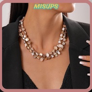 MISUPS Beaded Necklace, Elegant Exaggerate Colorful Necklace, Fashion Double-layer Irregular Jewelry