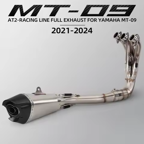 For MT09 FZ09 XSR900 Tracer 9 2021-2025 Race AT2 w/ Stainless Muffler Full Motorcycle Systems Exhaus