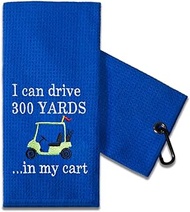 TOUNER Funny Golf Towel Gift for Dad, Retirement Gifts for Men Golfer, Funny Golf Towel for Men, Embroidered Golf Towels for Golf Bags with Clip (I Can Drive 300 Yards)