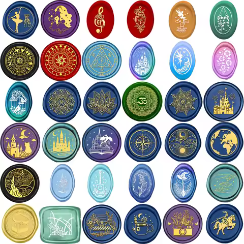 Oval/Round/Sqaure Wax Seal Stamps Mandala Bouquet Castle Mixed Constellations Pattern Wax Seal Stamp