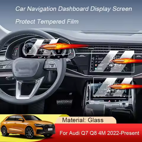 Car GPS Navigation Screen Protect For Audi Q7 Q8 4M 2022-Present Tempered Film Auto Dashboard Displa