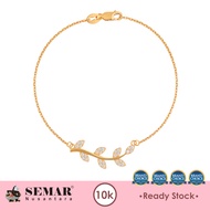 Gelang Emas Batu Putih Daun Bracelet Gold 10K Semar Nusantara