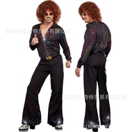 ✨24 Hours Delivery✨✨24 Hours Delivery✨New Halloween costume Retro 70s Disco Male hippie costume hippie costume