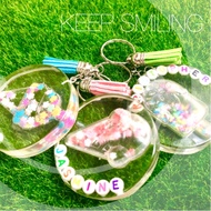 SG local handmade 3D cute shaker ice cream rainbow snow Sakura Christmas name keychain bag class tag gift kids birthday