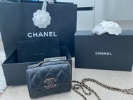 Chanel caviar woc coins and cards with chain