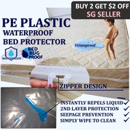 SG Zip Plastic Waterproof Mattress Protector Transparent Zip Plastic Mattress Cover Zip Bed Encasement Zip Mattress Bag