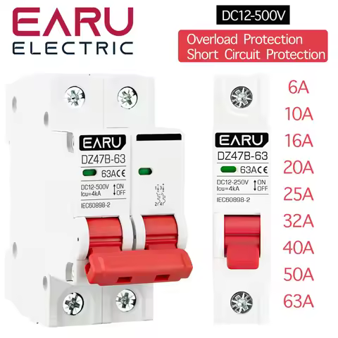 DC12V 24V 48V 36V MCB Battery Car Protector Mini Circuit Breaker DZ47 DC Positive And Negative Pole 