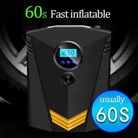 12V Portable Car Tire Pump Tyre Inflator Digital Tire Pressure Monitor Tires Inflatable Pump Air Com