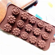 15連 新款玫瑰 巧克力模 矽膠 蛋糕 模具 DIY 巧克力 冰格 手工皂 A-258