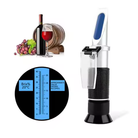 Handheld Alcohol Sugar Refractometer Wine Concentration Meter Densitometer 0-25% Alcohol Beer 0-40% 