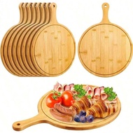 4/1pc, Bamboo Pizza Tray, Premium Pizza Board With Handle, Natural Pizza Serving Board Wooden Cuttin