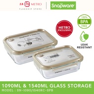 [METRO EXCLUSIVE] Snapware 2pc 1090ml &1540ml Rectangle Glass Storage Set with Silicone Vent | Snoop
