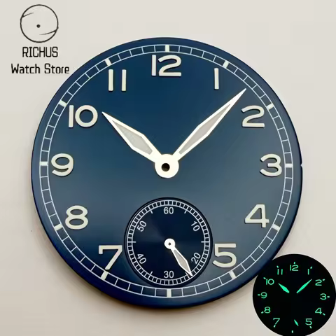 37mm Sterile Watch Dial & Hands Set Green Luminous Small Seconds Dial Fit ETA6498 ST3621 Movement Wa