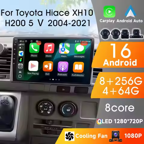 Autoradio For Toyota Hiace XH10 H200 5 Ⅴ 2004-2021 Carplay Android Auto Wireless 8Core wifi Car Radi