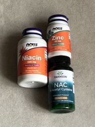 NOW Niacin, Zinc, and Swanson NAC Supplements