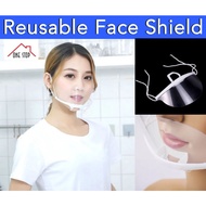 READY STOCK  Reusable Face Shield Cover Mouth Shield Visor Adjustable Anti-Fog Anti-Saliva Mask
