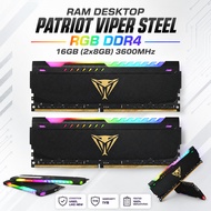 Patriot Viper Steel RGB DDR4 3600MHz Desktop RAM 16GB (2x8GB) Used Memory