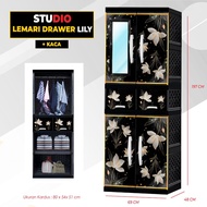 STUDIO Lemari Pakaian Plastik 2 Pintu + Kaca Cermin STUDIO - Minimalis Natural Karakter Anak Floral 